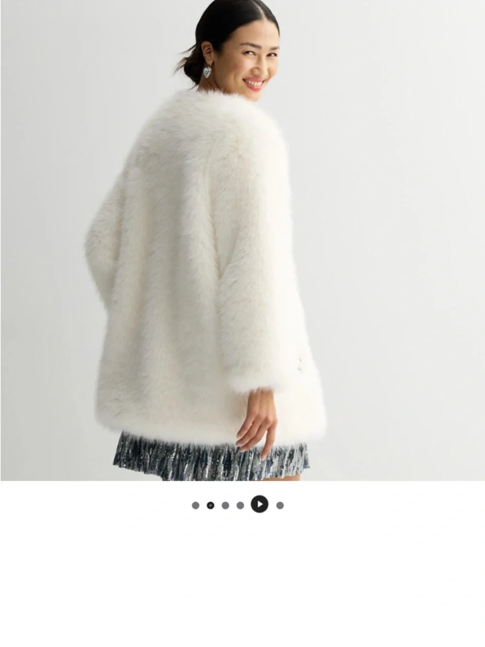 Plush White Faux Fur Teddy Coat with Jewel Accents - Picture 2 of 4